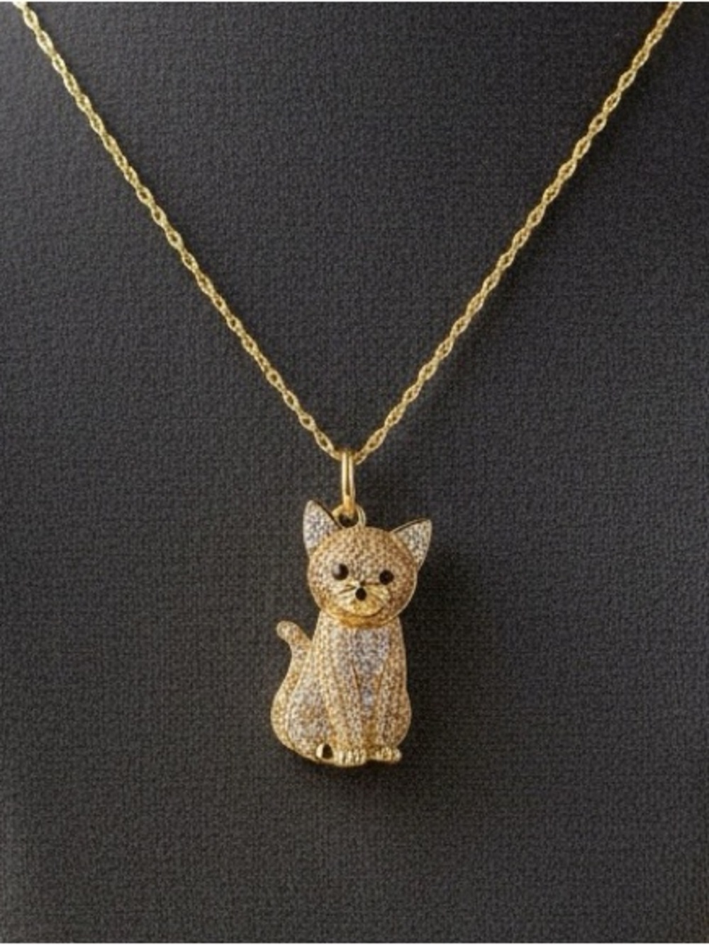NWT Gold Cat Sparkling Cubic Zirconia Pendant Necklace